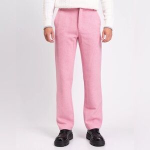 GCDS GIULY COUTURE Chino Trousers Size XL Wool Blend Pink